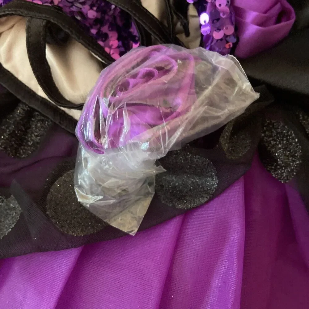 Wiessman Grape Purple Sequined Dance‎ Costume Girls Size LC With Barrette New
